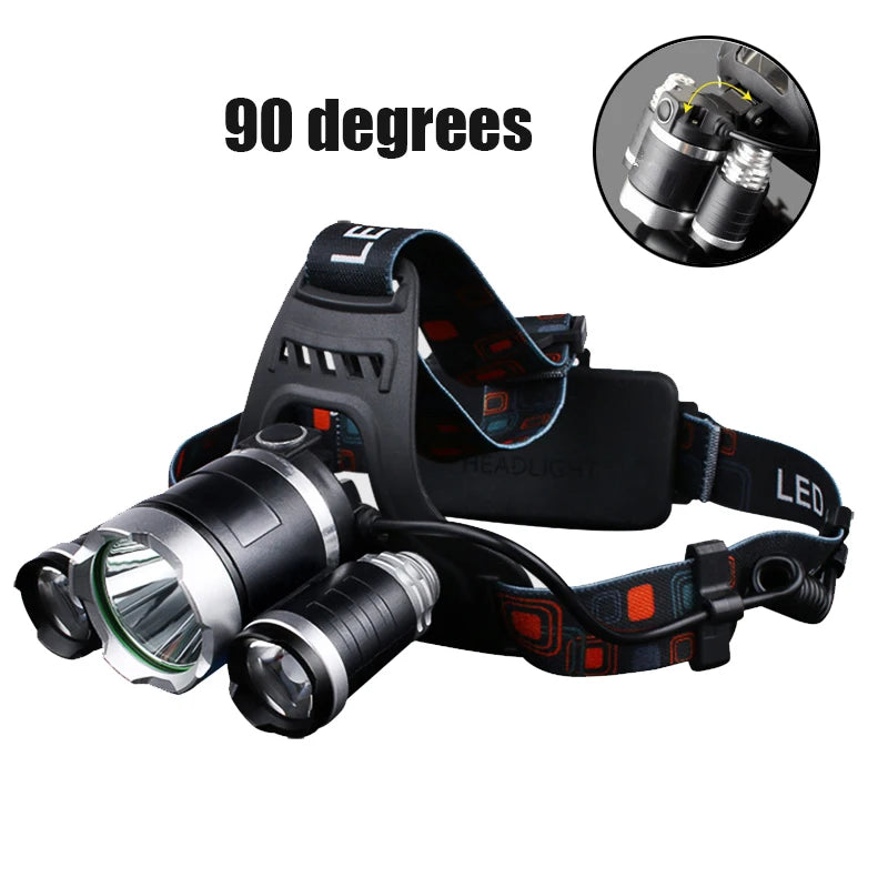 Headlamp 90 degree high Led lighting Head Lamp 4 mode XML T6/R5 LED Headlamp Headlight Camping Fishing headlight Torch Lanterna